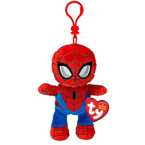 TY Marvel Beanie Baby Clip - SPIDER-MAN (Plastic Key Clip - 4 inch