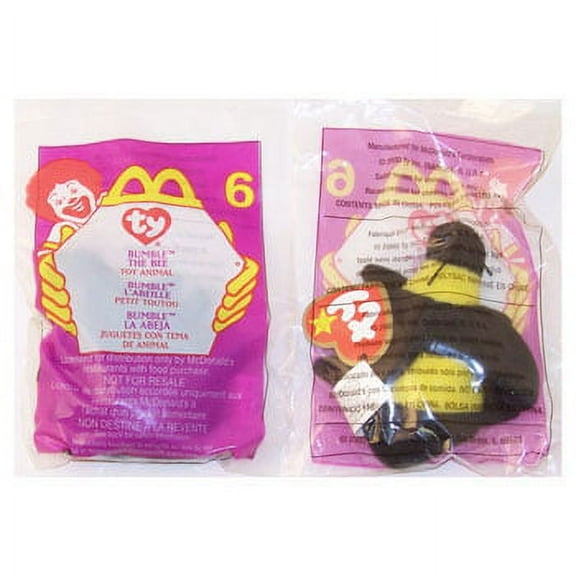 TY McDonald's Teenie Beanie - #6 BUMBLE the Bee (2000) (4.5" Plush) (BONUS 1 FUN CHOPS)