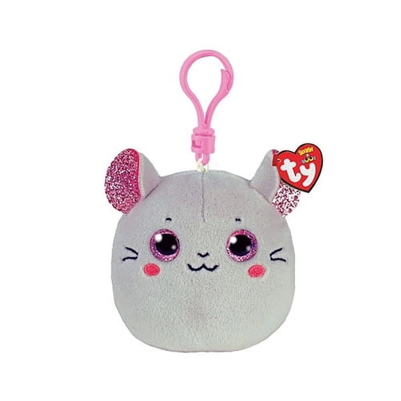 TY Mini Beanie Squishies (Squish-A-Boos) Plush - CATNIP the Mouse (3" Key Clip) (BONUS 1 FUN CHOPS & 1 TY CARD)