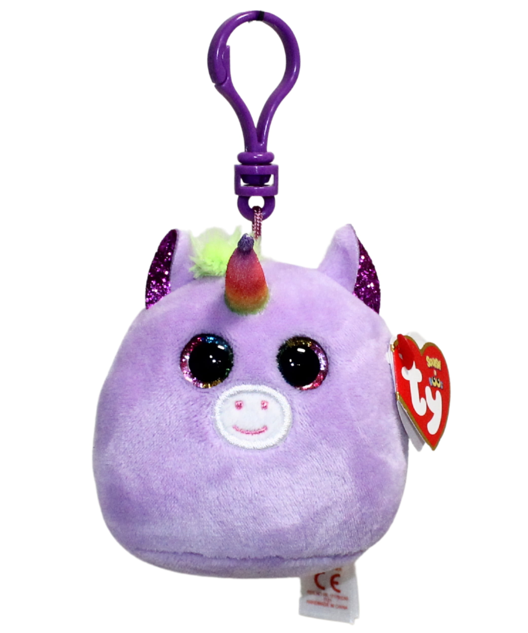 Ty Squish-a-Boos (Plastic Key Clip) - Rosette the Purple Unicorn