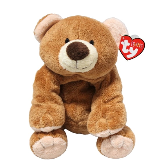 TY Pluffies - SLUMBERS the Brown Bear Soft Plush (BONUS 1 FUN CHOPS & 1 TY CARD)