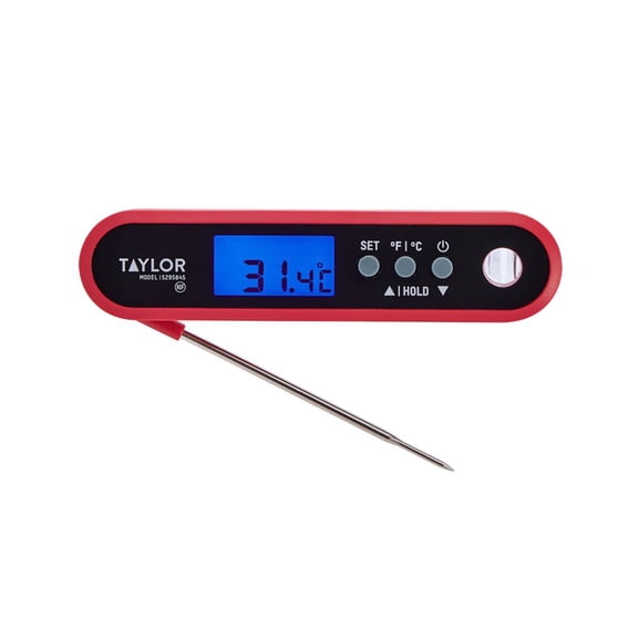 Taylor Digital Waterproof Wireless Programable Meat and Kitchen Food Thermometer, Red