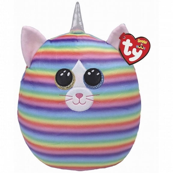 TY Squish-A-Boos - HEATHER Rainbow the UniCat (12" Plush)(BONUS 1 FUN CHOPS)