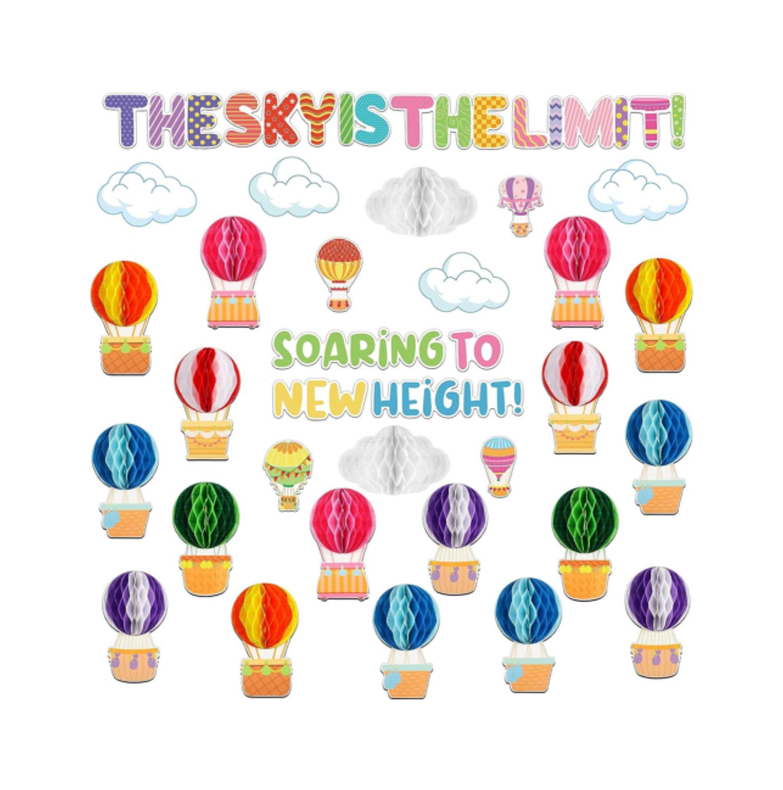 TYAPCS 3D Hot Air Balloon Bulletin Board Set for School