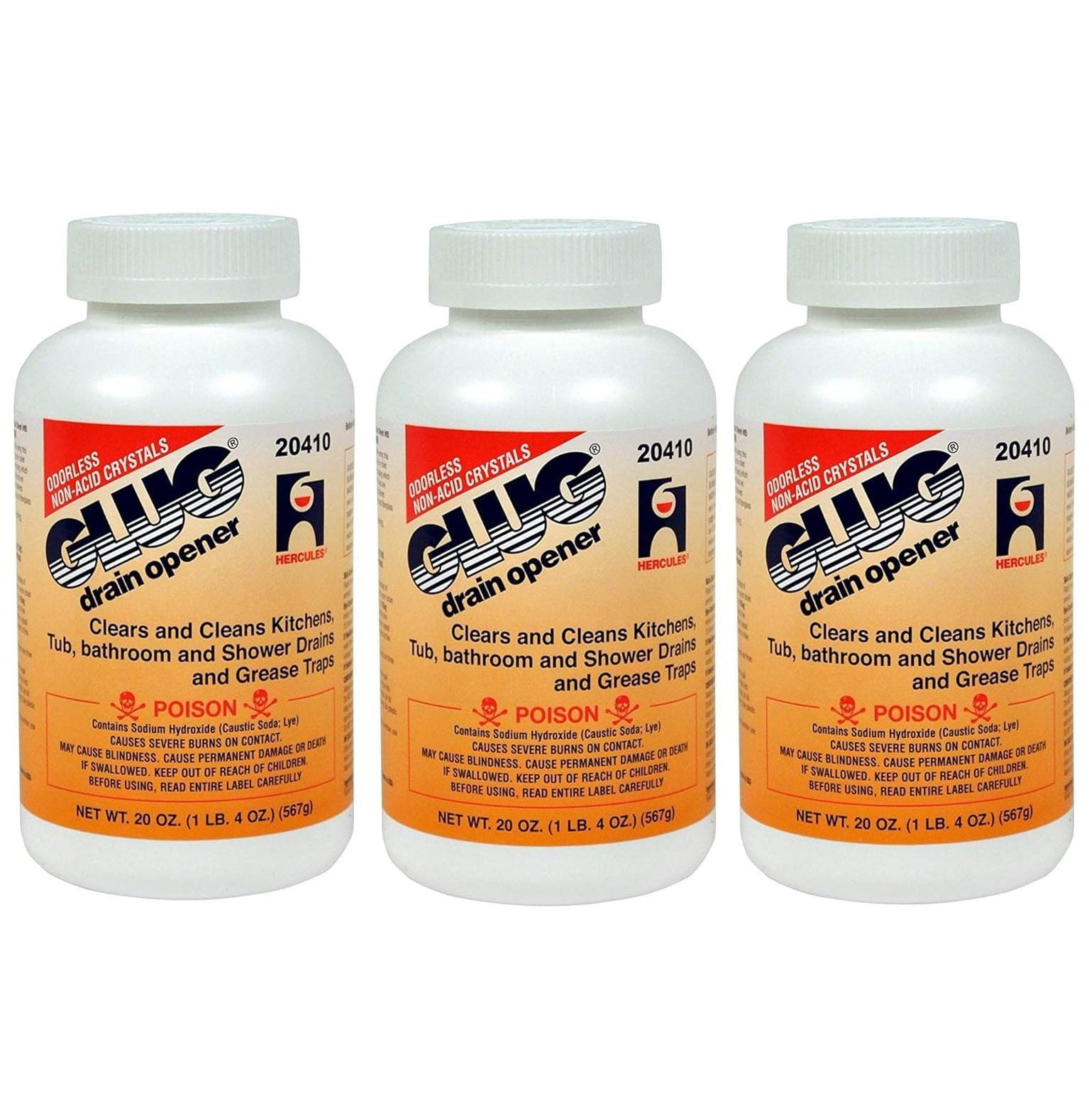 TYAPCS Available 20410 Glug Drain Opener, 20 oz, 3 Pack