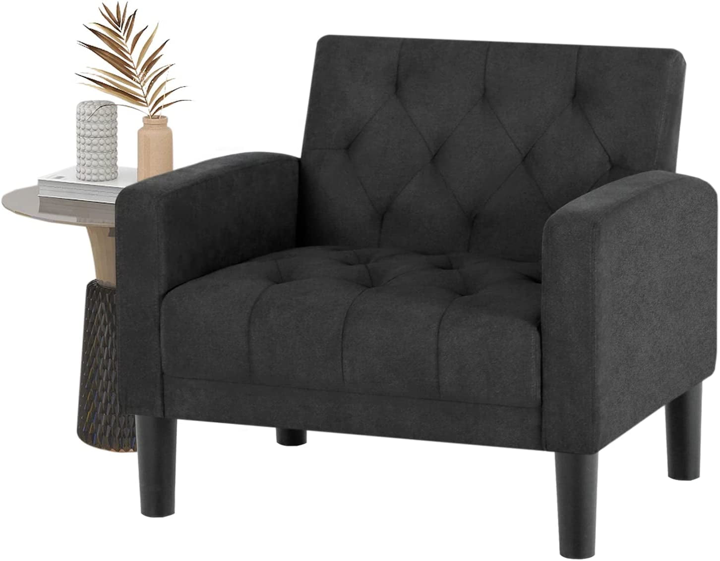 TYBOATLE MidCentury Modern Upholstered Living Room Accent Arm Chairs Set of 2 Fabric Tufted