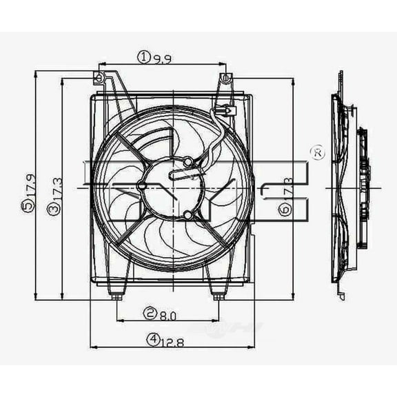 TYC 610580 Hyundai Replacement Condenser Cooling Fan Assembly Fits 2001 Hyundai Elantra