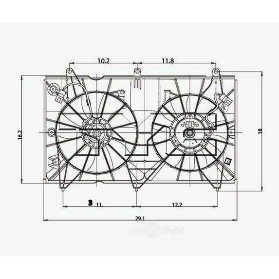 TYC 620690 Honda Accord Replacement Radiator/Condenser Cooling Fan Assembly Fits 2003 Honda Accord