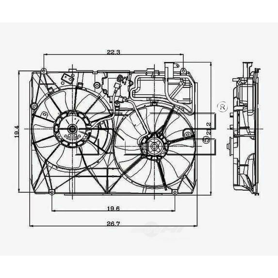 TYC 620960 Dual Radiator and Condenser Fan for 04-05 Toyota Sienna TO3115134 Fits 2005 Toyota Sienna
