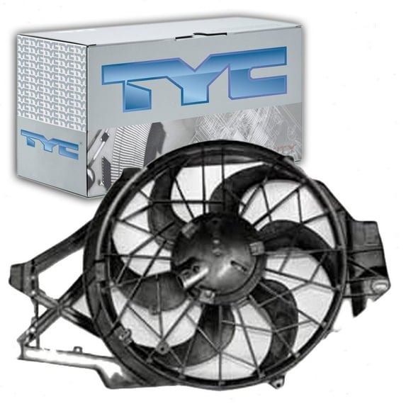 TYC Dual Radiator & Condenser Fan Assembly compatible with Ford Mustang 3.8L V6 1999-2004
