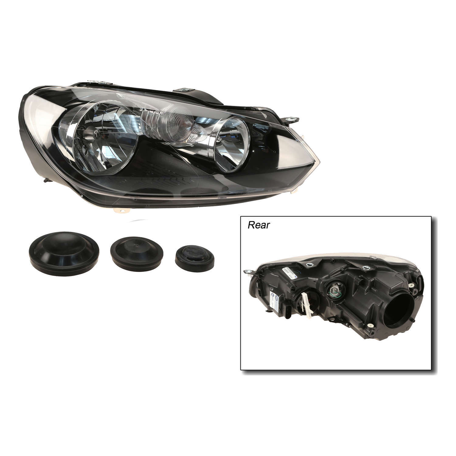 Evan-Fischer Halogen Headlight Set For 2010-2014 Volkswagen Jetta – Left & Right With Bulbs