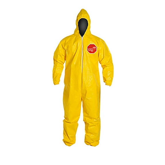 TYCHEM 2000, COVERALL, ZIPPER FRONT, HOOD, ELASTIC WRIST AND ANKLE