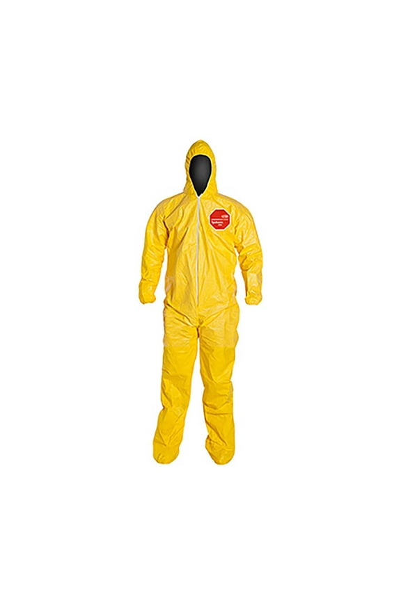 TYCHEM 2000, COVERALL, ZIPPER FRONT, HOOD, ELASTIC WRIST, SOCK BOOTS