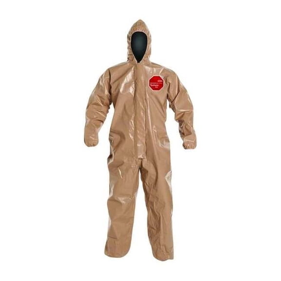 TYCHEM 5000, COVERALL, ZIPPER FRONT, HOOD, ELASTIC WRIST AND ANKLE