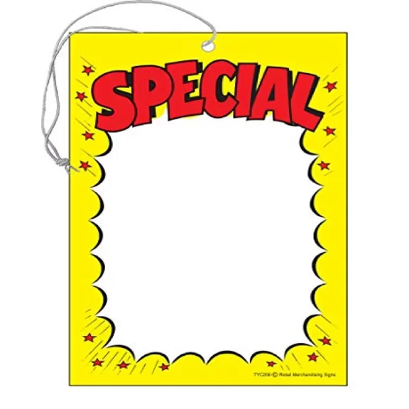 TYD206 Special Sale Elastic Knotted Price Strung Tags with Strings Red and Yellow Business Store Signs Pack of 100 (2 3/4" x 3 1/2")