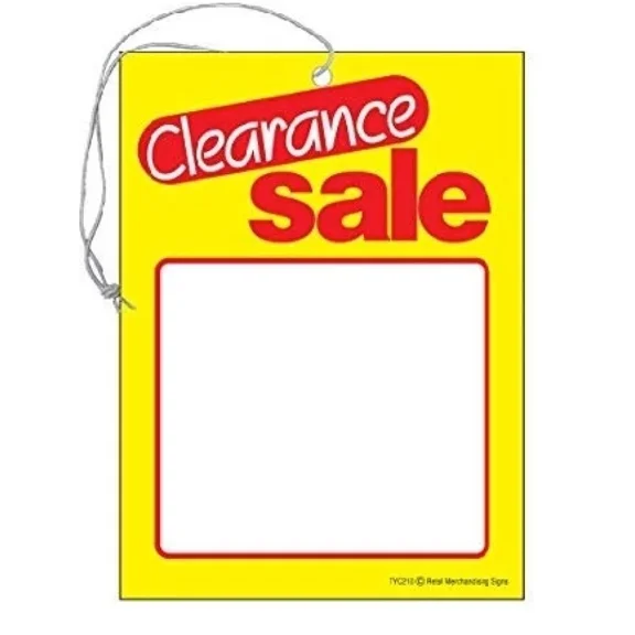 TYD210 Clearance Sale Elastic Knotted Price Strung Tags with Strings Red and Yellow Business Store Signs Pack of 100 (2 3/4" x 3 1/2")