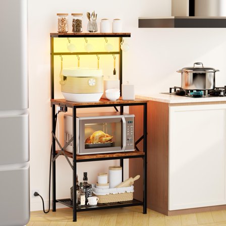 TYDIMOR Baker's Rack with Hutch, Microwave Stand Kitchen Organizer 4 Tier Storage Shelf for Kitchen Home Office