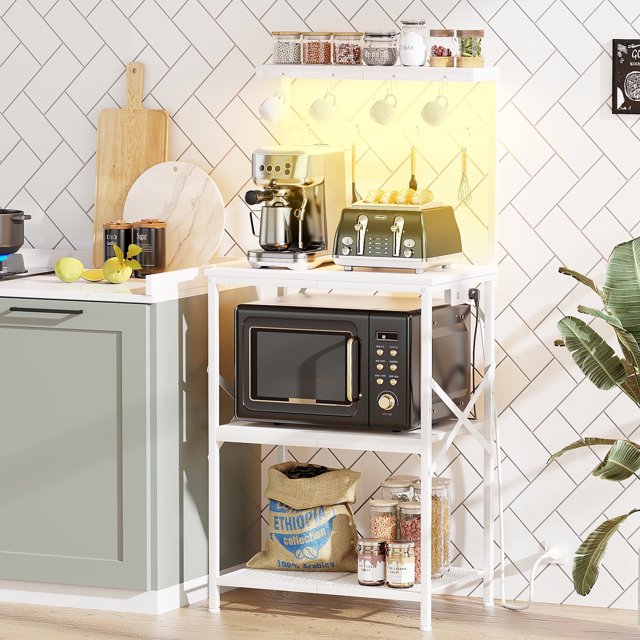 TYDIMOR Baker's Rack with Hutch, Microwave Stand Kitchen Organizer 4 ...