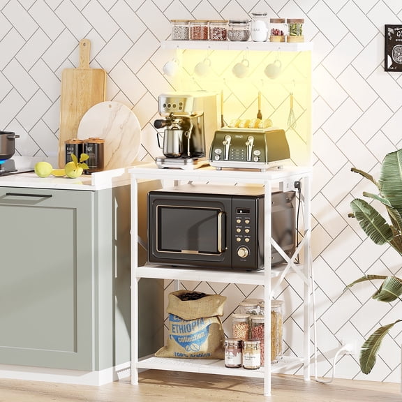 TYDIMOR Baker's Rack with Hutch, Microwave Stand Kitchen Organizer 4 Tier Storage Shelf for Kitchen Home Office