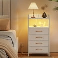 thumbnail image 1 of TYDIMOR Dresser Bedside Table with Charging Station, 4 Drawer Nightstand for Bedroom Furniture, White, Modern Style, Adults, 1 of 6
