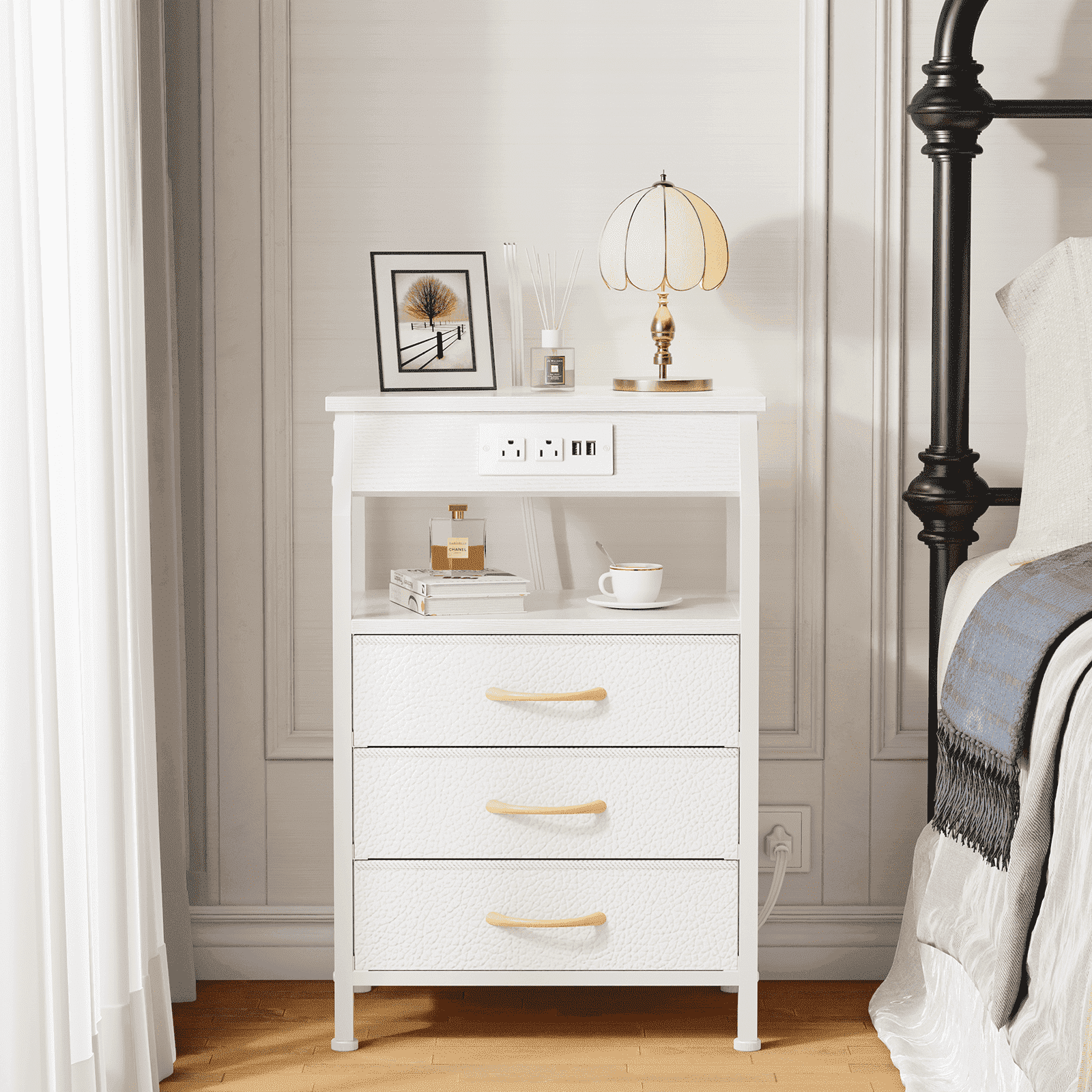 TYDIMOR Nightstand Bedside Table with Ch…