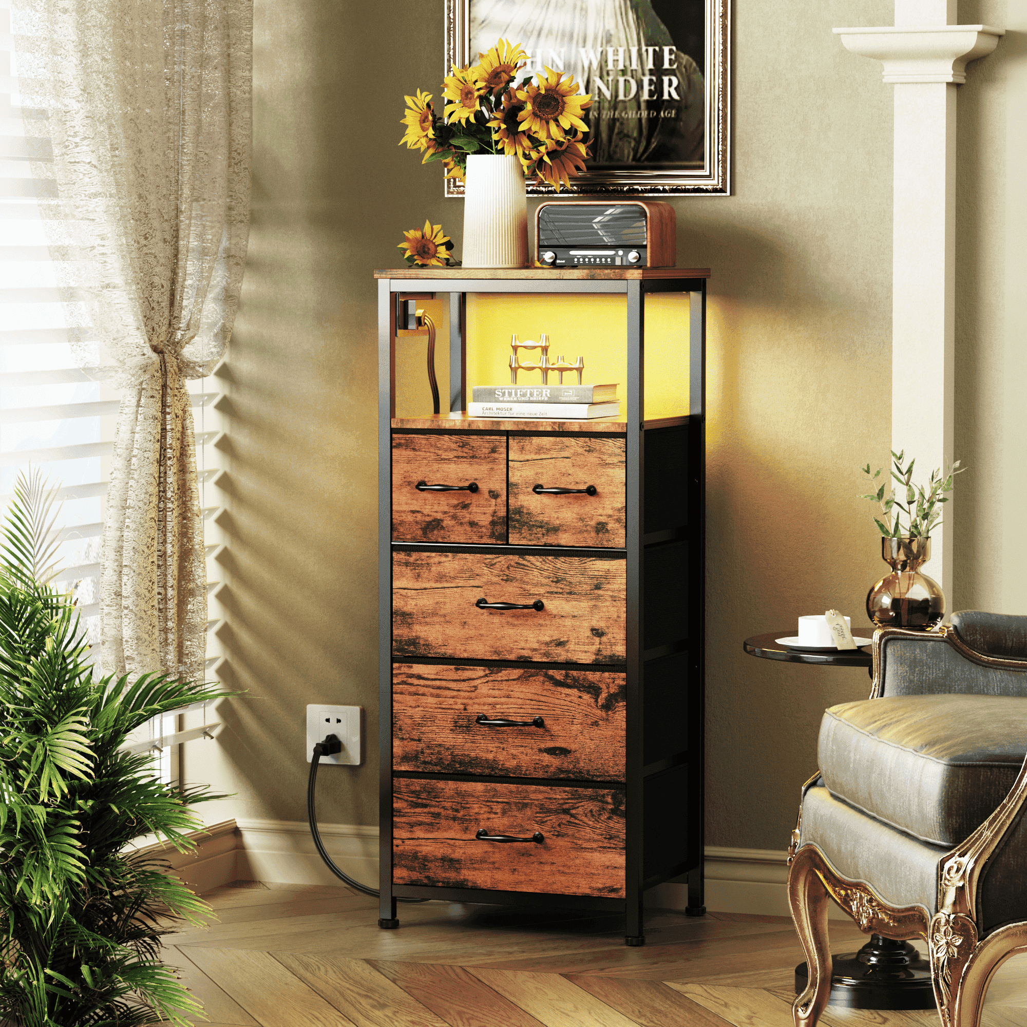 brown small dresser BYBLIGHT Ezlynn Light Brown 3-Drawers 35.43 in. Small Dresser Chest of Drawers with Simple Design for Bedroom
