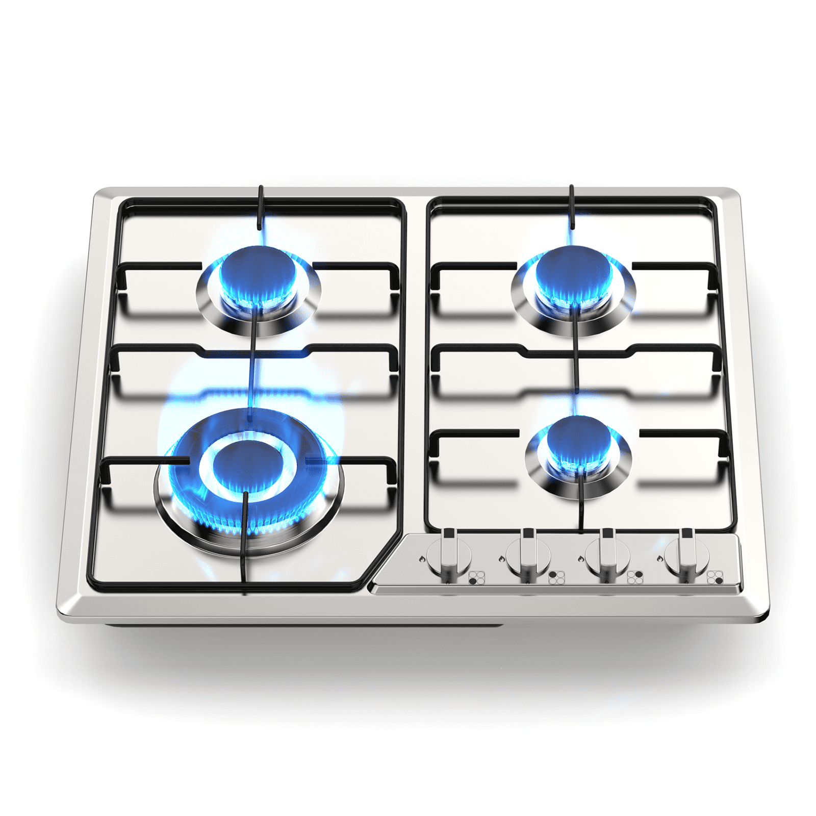 TYEMUI 24in Gas Stove Cooktop, Drop-in 4 Burner NG/LPG Convertible Neutral Gas Propane Cooktop with Thermocouple Protection for Kitchen