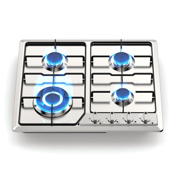 TYEMUI 24in Gas Stove Cooktop, Drop-in 4 Burner NG/LPG Convertible Neutral Gas Propane Cooktop with Thermocouple Protection for Kitchen