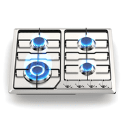 TYEMUI 24in Gas Stove Cooktop, Drop-in 4 Burner NG/LPG Convertible Neutral Gas Propane Cooktop with Thermocouple Protection for Kitchen