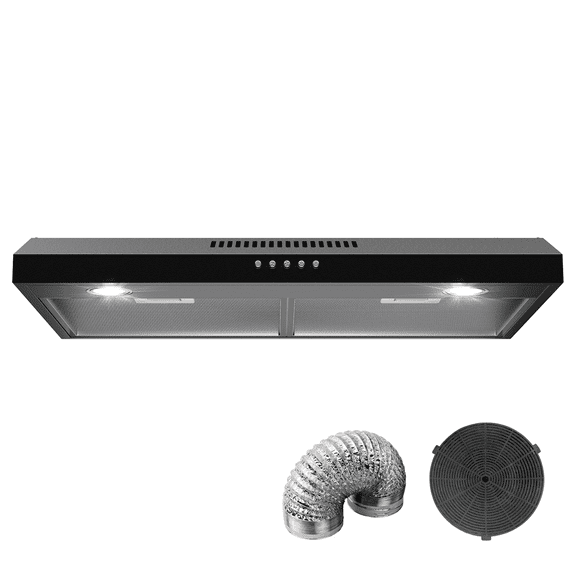 TYEMUI 30 Inch Under Cabinet Plug-in Range Hood, Extractor de Cocina para la Estufa,Kitchens Range Hood 30 inch,Ductless Vent Hood with Touch Control and LED Lights