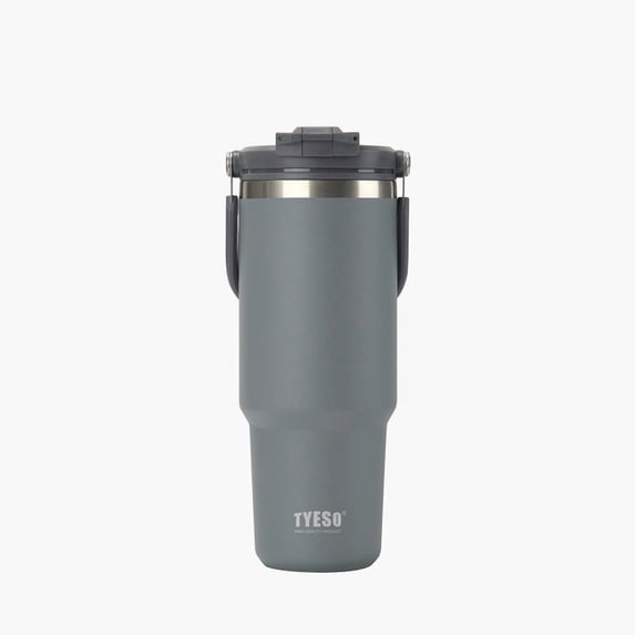 TYESO Tumbler with Flip Straw & Sip Lid, Vacuum Insulated Water Bottle, Double Wall Stainless Steel Coffee Cup Travel Mug Leak Proof (Gray, 40 OZ)