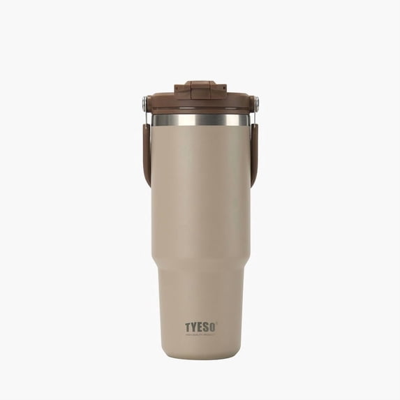 TYESO Tumbler with Flip Straw & Sip Lid, Vacuum Insulated Water Bottle, Double Wall Stainless Steel Coffee Cup Travel Mug Leak Proof (White, 40 OZ)