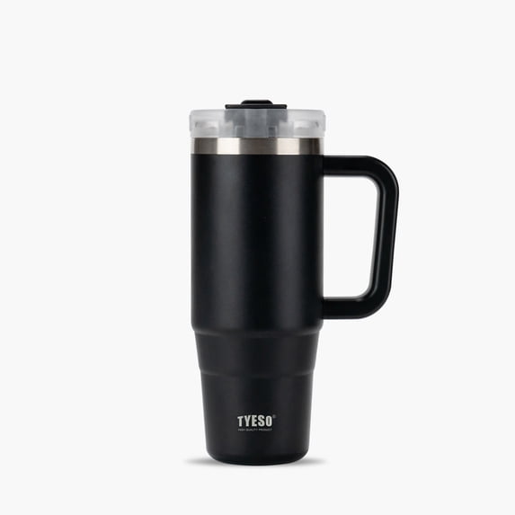 TYESO Tumbler with Handle and Straw 30 oz, Cup Holder Compatible for Travel, Insulated Stainless Steel Cup, Black