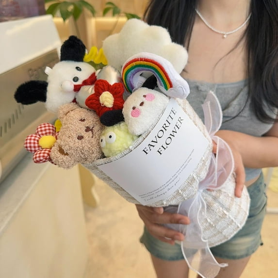 TYFLEI 11.8 In Stitch Stuffed Animal Bouquet Kawaii Stitch Plush Bouquet Gifts for Kids Adults Special Occasion Plush Flower Bouquet for Anniversaries Celebrations D