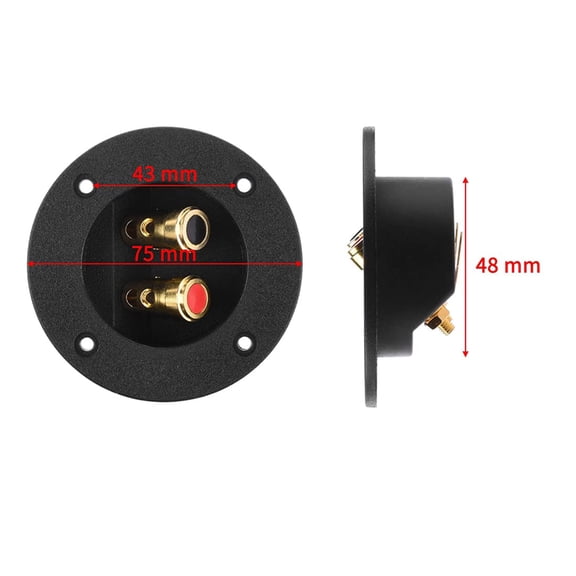 TYFRW-1 Pair 3-Inch Double Binding Round Gold Plate Push Spring Loaded Jacks Speaker Box Terminal Cup