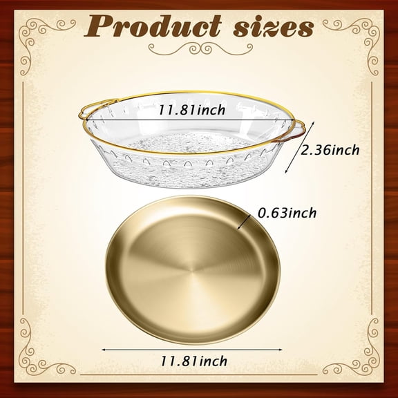 TYFRW-1 Set 11.8" Chilled Serving Tray for Parties with Compartments Ice Chilled Party Platter Charcuterie Serving Board Cold Dish Dip for Fruit Seafood Vegetable Shrimp Cocktail (Gold)