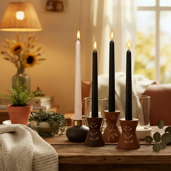 TYFRW-10 Inch Gradient Brown Taper Candles Hand Poured Smokeless Chocolate Coffee Scented Long Tapered Candles for Morning Coffee Ritual Breakfast Table Kitchen Island Caf Atmosphere