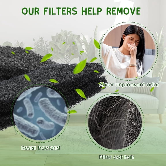 TYFRW-12 Pack 0.5" Thickened Activated Carbon Filters Compatible with LR 4 Connect, Automatic Cat Litter Box Filters Replacement Charcoal Filter Sheet to Absorb Odors Control Pet Damp Keep Home Fresh