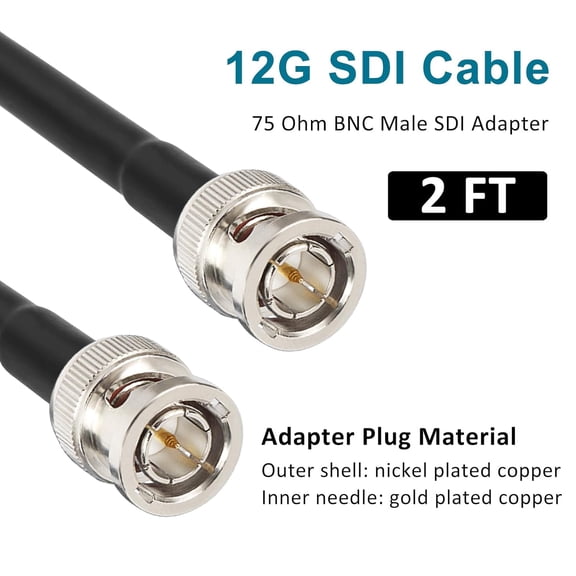 TYFRW-12G SDI Cable 2FT, SDI Video Cables 3G/6G/12G 75ohm BNC Male Cable Supports HD-SDI/3G/6G-SDI/4K/8K for Video Security Camera SDI Converter