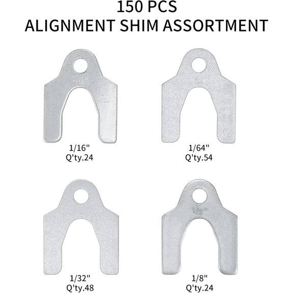 TYFRW-150 Pcs Auto Alignment Body Shims, Car Alignment Shims Spacers Assortment Kit - 1/16" 1/64" 1/32" 1/8"