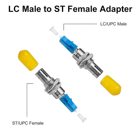 TYFRW-2-Pack LC to ST Fiber Optic AdapterSingle Mode 9/125um LC/UPC Male to ST/UPC Female Hybrid Fiber Optical Adapter Coupler for Optical Power Meter