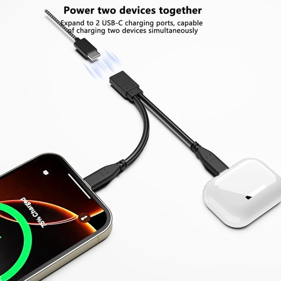 TYFRW-2-Pack USB C Splitter 1 in 2 Out, Short USB Type C Female to Dual Male Y Splitter Cable, Power Charging Adapter for iPhone 17/16, Samsung Galaxy S25/S24, Power Bank and USB-C Devices