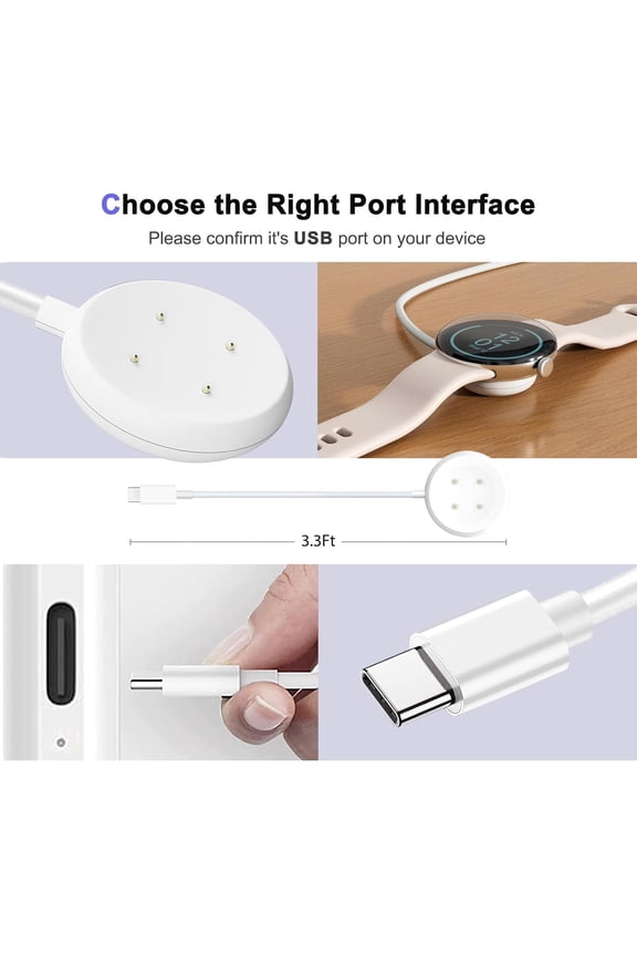 -2 Pack Wall Fast Charger for Google Pixel Watch 3, Google Pixel 2 Smart Watch Charger Replacement Charging Cord Adapter Magnetic Google Pixel Smartwatch USB-C Fast Charging Cable Accessories W