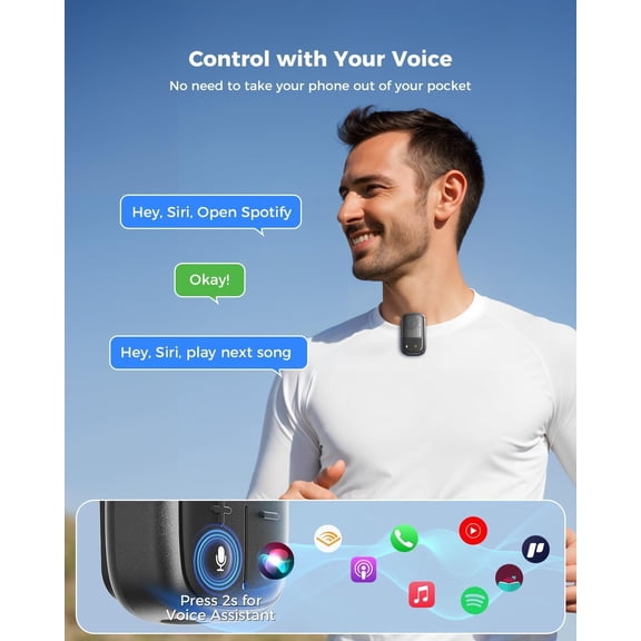 TYFRW-2026 Upgrade Wearable Bluetooth Speaker with Voice Assistant & Mic, IPX7 Waterproof Clip-on Portable Speaker, TWS Pairing, Up to 30H of Play, Supports Siri/Google/Alexa