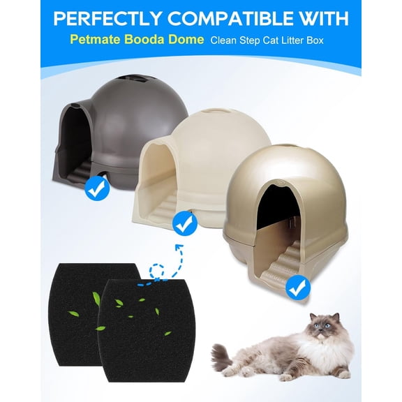 TYFRW-2X Thicker Filter Compatible with Petmate Booda Dome Cat Litter Box Filter, Cat Litter Box Filters Replacement for Clean Step Dome Litter Boxes for Cats, 4 Pack
