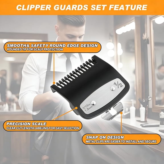 TYFRW-3 Pack Replacement Fit for Wahl Clipper Guards Set Compatible with 1/2 clipper guards, 1 clipper guards, Metal Guide Comb Attachment 1/16"(1.5 mm), 1/8" (3.0 mm), for Barbers and Stylists, Bla