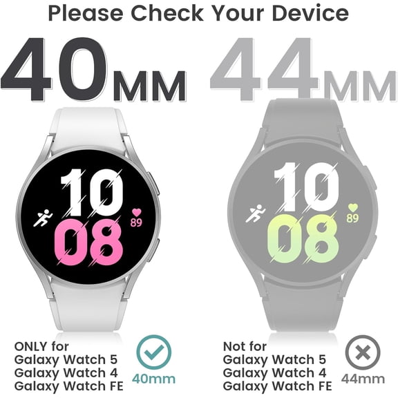 TYFRW-[4+4Pack for Samsung Galaxy Watch FE 2024/5 2022/4 2021 Screen Protector Case 40mm Accessories, Hard PC Bumper/HD Anti-Fog Tempered Glass Protective Film, Face Cover Set