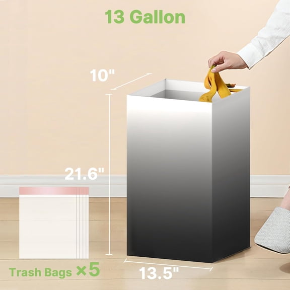 TYFRW-4 Pack Extra Large Disposable Trash Cans, Reusable Portable Garbage Can, 13 Gallon (21.6" H x 13.5" W x 10" D), Extra Thick Recycled Cardboard Portable Garbage Can and Recycling Bins,Black Grad
