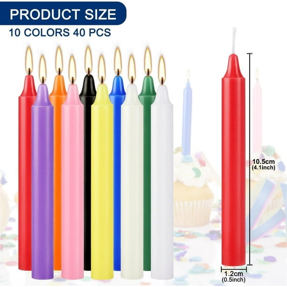 TYFRW-40 Pack Spell Chime Candles-4 Inch Multi-Colored Taper Candles Sticks-for Home Decor Kitchen Decor Wedding Decoration-10 Colours