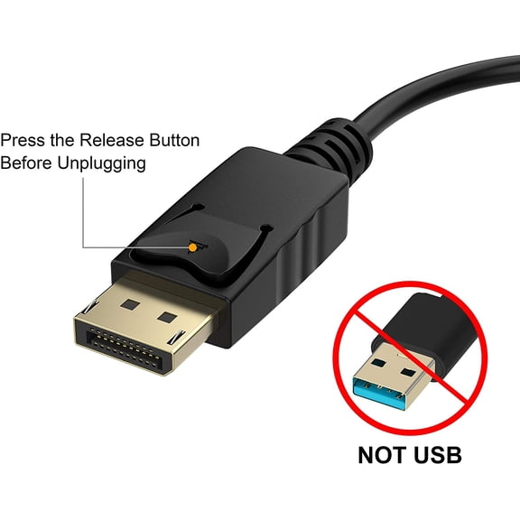 TYFRW-4K DisplayPort (DP) to HDMI Adapter, Uni-Directional Gold-Plated Display Port Computer to HDMI Screen Converter (Male to Female) Compatible with HP, Dell, Lenovo & More, Passive - Black